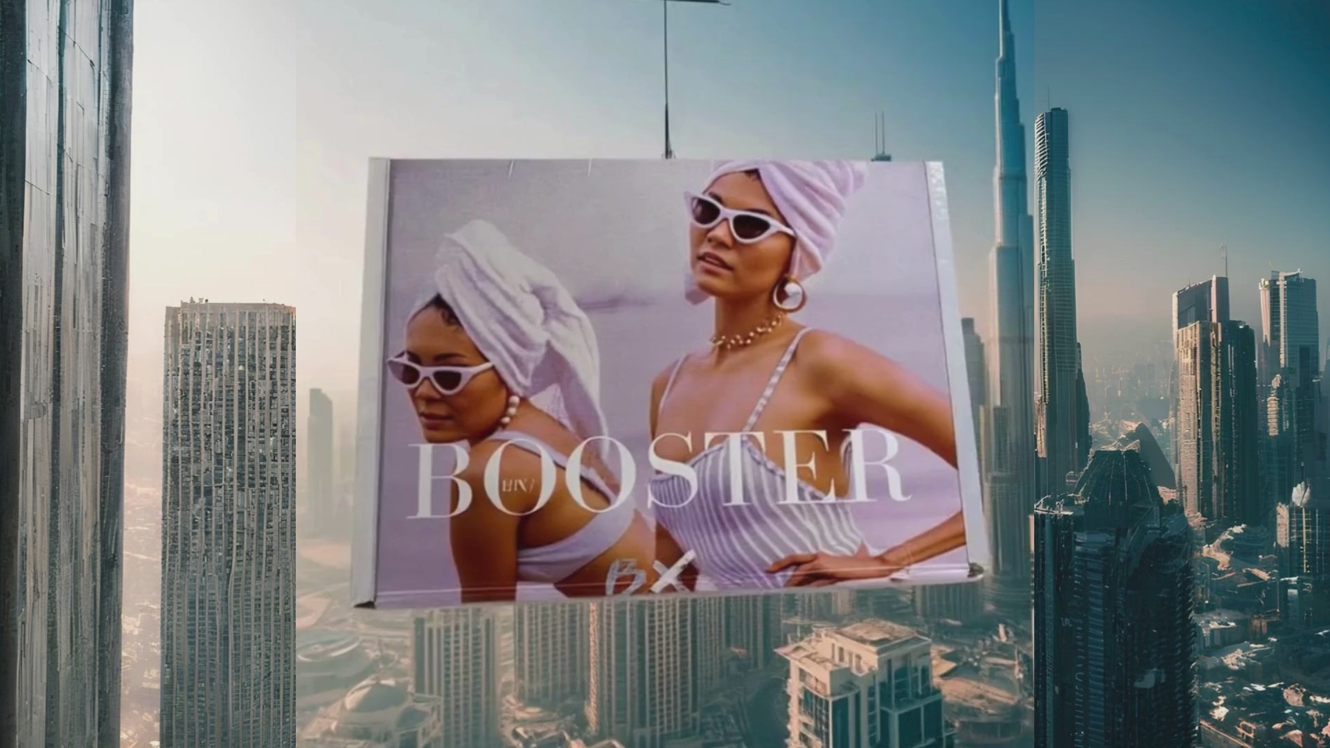 Video laden: Luxus-Mystery Box am Seil unter Helikopter über moderner Skyline